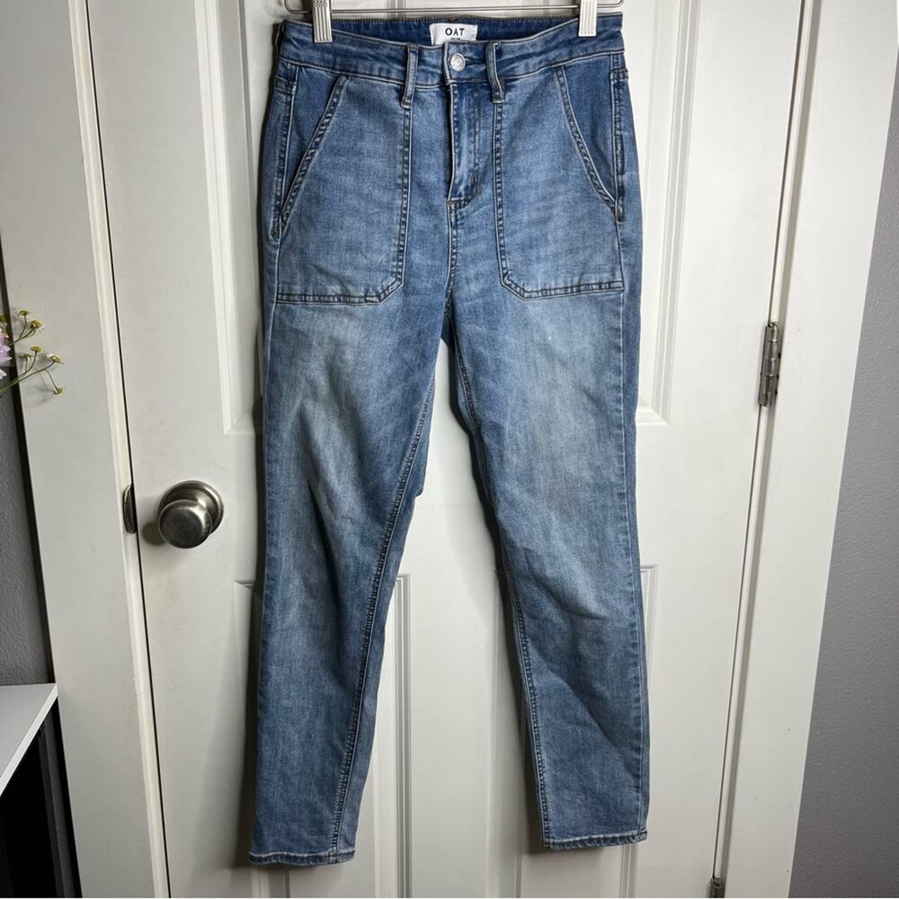 OAT NY High Rise Stretch Skinny Ankle Blue Jeans Size 27